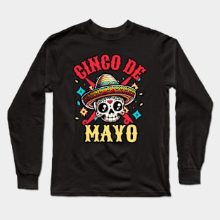 Cinco De Mayo Skull Long Sleeve T-Shirt